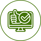 Thumbs up and checkmark on screen icon