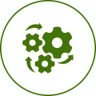 Green gears with arrows on white background