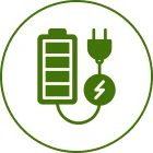 Battery charging icon with plug