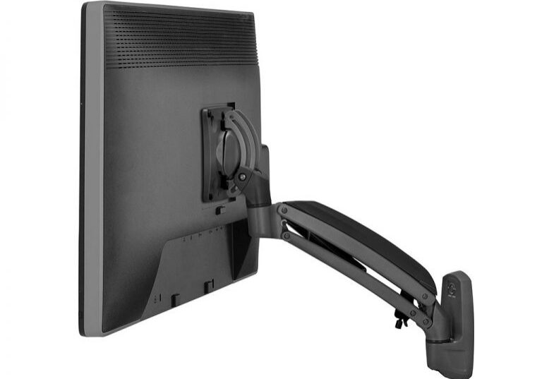 Ergonomic monitor arm in use