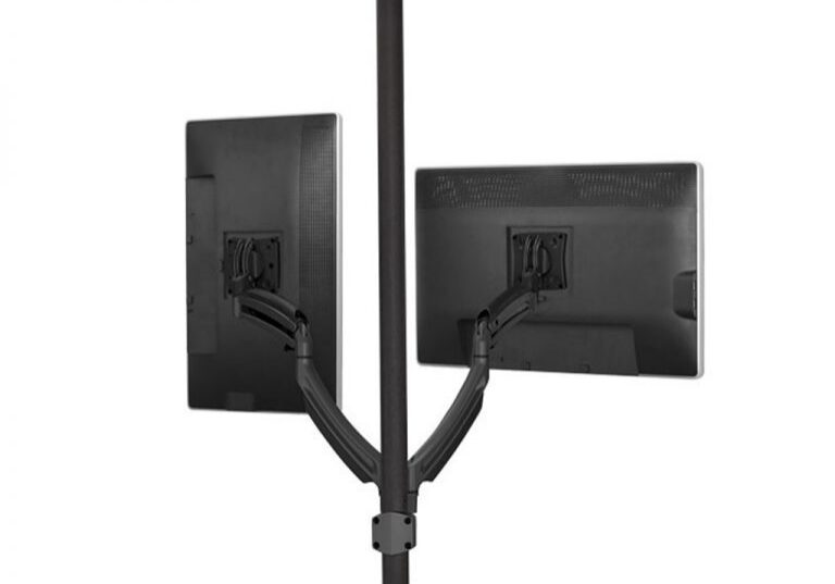 Back view of two monitors