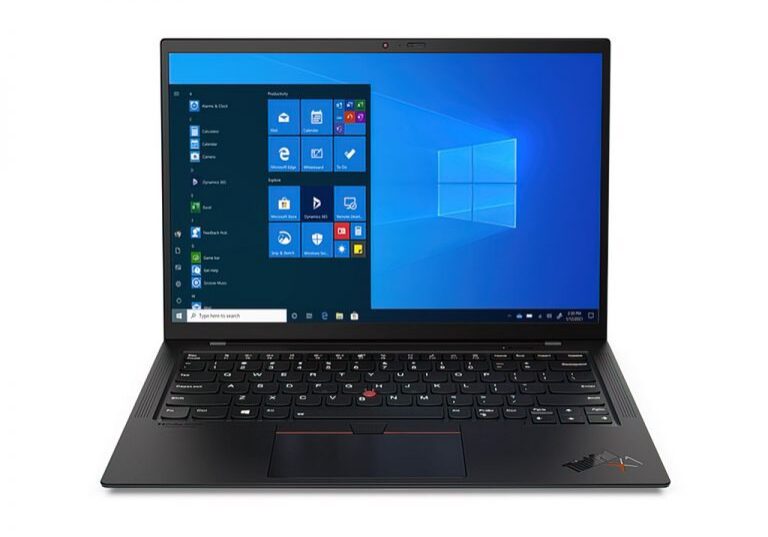 Black laptop with Windows interface
